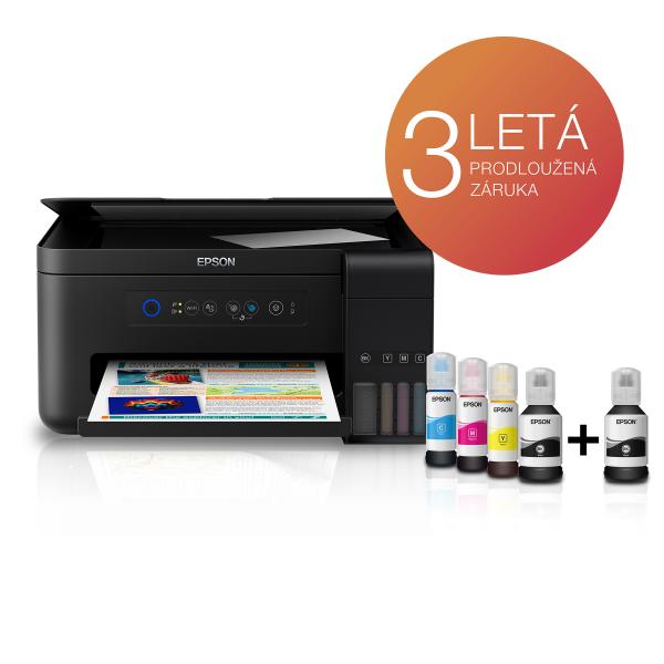 Epson L4150 A4, 5760x1.440 dpi, 33/15 ppm, Wifi + 100x Fotopapír + 500x Office papír + 36€ Cashback