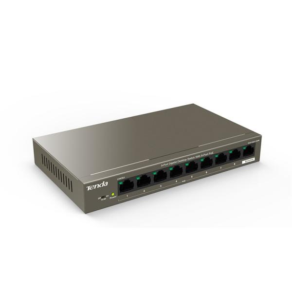 Tenda TEG1109P-8-102W PoE AT switch 8x PoE 802.3af/ at + 1x Uplink, 9x 1 Gb/ s, PoE+ 102W, fanless 