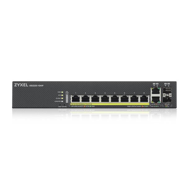 ZYXEL GS2220-10HP 8port GbE L2 Switch, 1 GbE Uplink, PoE 