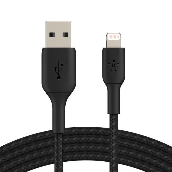 BELKIN kábel opletaný USB-A - Lightning, 1m, čierny