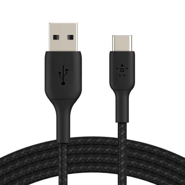 BELKIN kábel opletaný USB-C - USB-A, 3m, čierny