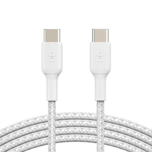 BELKIN kábel opletaný USB-C - USB-C, 1m, biely