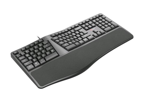Klávesnica C-TECH KB-113E USB, ERGO, čierna, CZ/ SK 