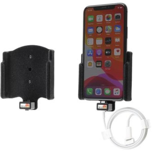 Brodiť držiak do auta na Apple iPhone 11 Pro v zamate, bez búzdra, s priechodkou pre Lightning kábel