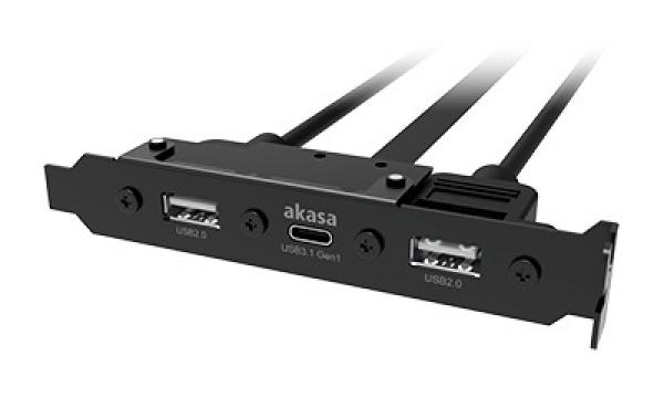 AKASA - USB 3.1 gén 1 typ C a 2x Typ A 2.0 záslepka