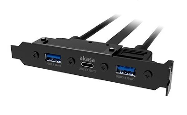AKASA - USB 3.1 gén 2 typ C a 2x Typ A 3.0 záslepka