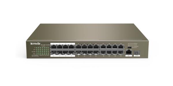 Tenda TEF1126P-24-250W PoE AF/ AT switch - 24x PoE 100 Mb/ s + 2x Uplink 1Gb/ s RJ45/ SFP, PoE+ 225W 