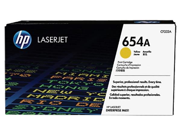 HP 654A Yellow LJ Toner Cart, CF332A (15,000 pages)