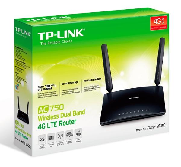 TP-Link Archer MR200 4G LTE WiFi AC750 Router, 4xFE ports 