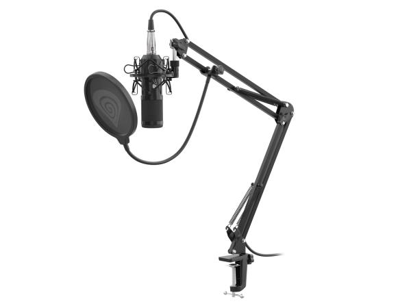 Streamovací mikrofon Genesis Radium 300, XLR, kardioidní polarizace, ohybné rameno, pop-filter