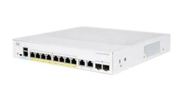 Cisco switch CBS350-8P-E-2G-EU (8xGbE, 2xGbE/ SFP combo, 8xPoE+, 60W, fanless)