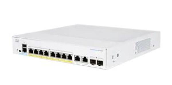 Cisco switch CBS350-8P-2G-EU (8xGbE, 2xGbE/ SFP combo, 8xPoE+, 67W, fanless)