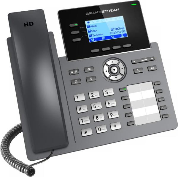Grandstream GRP2604P SIP telefon, 2, 48" LCD podsv. displej, 6 SIP účty, 10BLF tl., 2x1Gbit porty, PoE 
