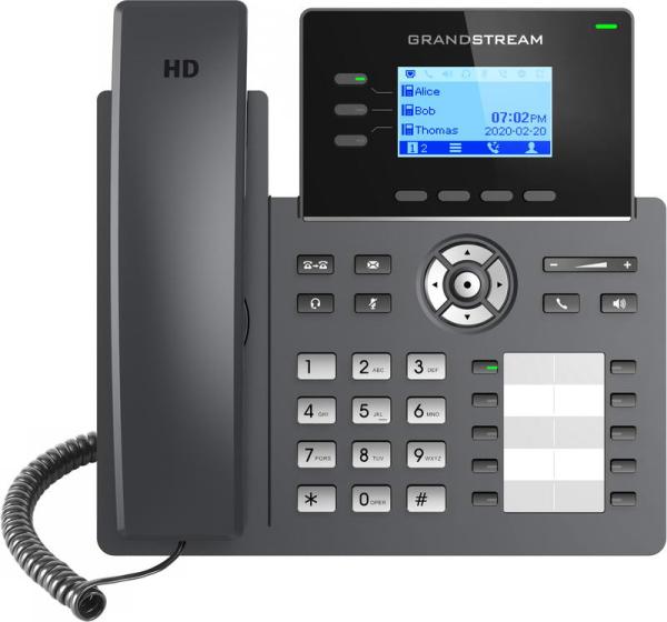 Grandstream GRP2604P SIP telefón, 2, 48" LCD podsv. displej, 6 SIP účty, 10BLF hr., 2x1Gbit porty, PoE