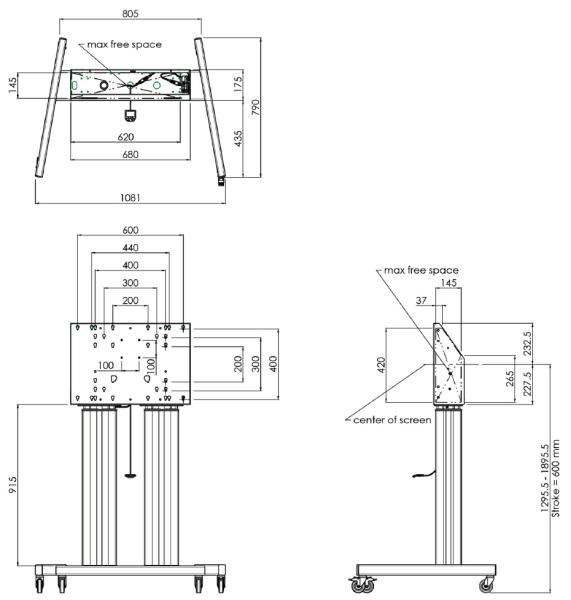 SMMS 062.7105 dvojitý elektrický lift 98", 160 kg, 1295-1895 mm, čierny 
