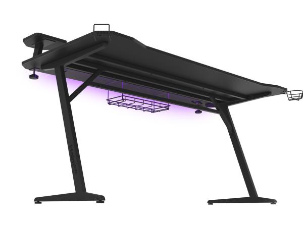Genesis Holm 510 RGB - herní stůl s RGB podsvícením, 160x75cm, 3xUSB 3.0, bezdrátová nabíječka 
