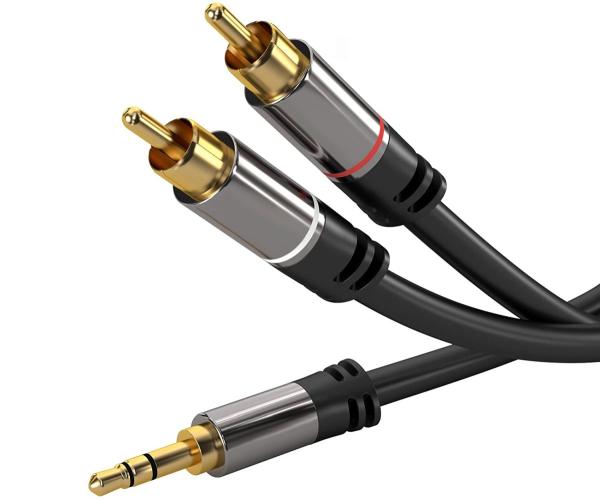 PremiumCord HQ tienený kábel stereo Jack 3.5mm-2xCINCH M/ M 1, 5m