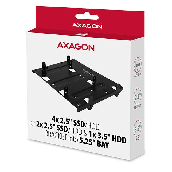 AXAGON RHD-435, kovový rámeček pro 4x 2.5" nebo 2x 2.5" HDD/ SSD a 1x 3.5" HDD do 5.25" pozice 