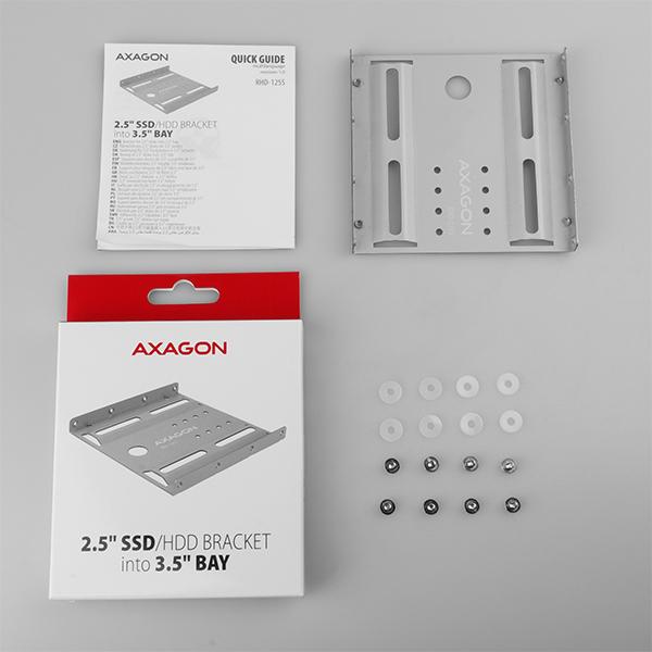 AXAGON RHD-125S, kovový rámček pre 1x 2.5" HDD/ SSD do 3.5" pozície, šedý 
