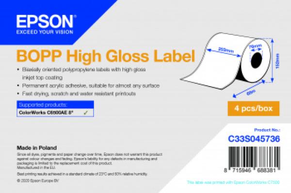 BOPP High Gloss Label Cont.R, 203mm x 68m