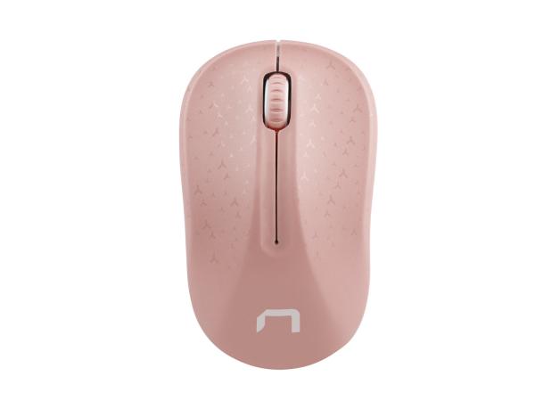 Natec optická myš TOUCAN/ 1600 DPI/ Cestovná/ Optická/ 1 600 DPI/ Bezdrôtová USB/ Biela-ružová
