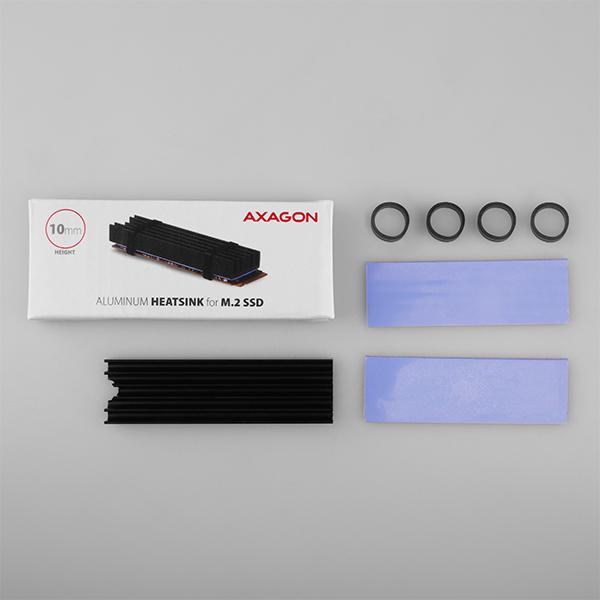 AXAGON CLR-M2L10, hliníkový pasivní chladič pro M.2 2280 SSD, výška 10 mm 