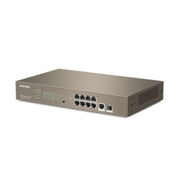 Tenda TEG5310P-8-150W Gigabit L3 PoE+ Switch 130W, 8x 1Gb/ s PoE+, 2x RJ45/ SFP, STP, IGMP, VLAN, Rack 