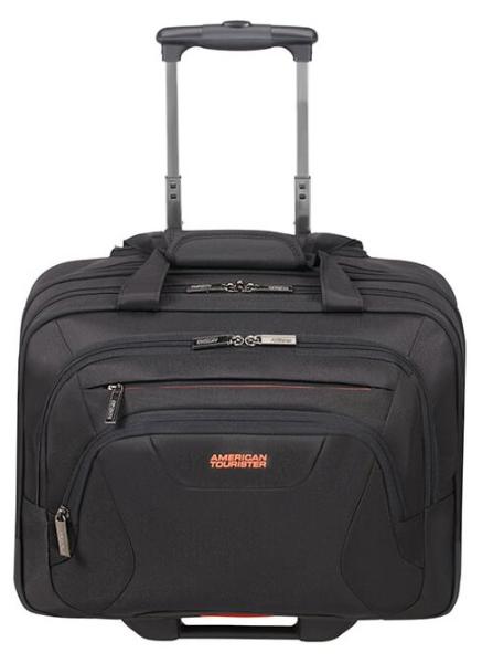 American Tourister AT WORK ROLLING TOTE 15.6" Black/ Orange 