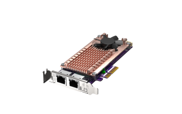 QNAP QM2 series, 2 x PCIe 2280 M.2 SSD slots, PCIe Gen3 x 4, 2 x Intel I225LM 2.5GbE NBASE-T port 