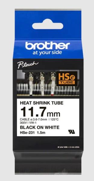 HSE231 smršťovací bužírka, černý tisk na bíle, šíře 11, 7mm 
