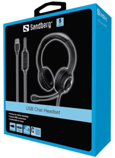 Sandberg PC sluchátka USB Chat Headset s mikrofonem, černá 