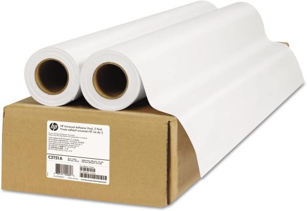 HP Universal Adhesive Vinyl. 2 pack,  144 microns (5.7 mil) • 160 g/ m2 • 914 mm x 20.1 m • 2-pack,  C2T51A