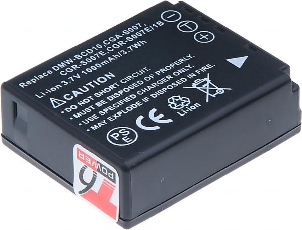 Baterie T6 Power Panasonic DMW-BCD10, CGA-S007, CGR-S007E, CGR-S007E/ 1B, 1000mAh, 3, 7Wh 