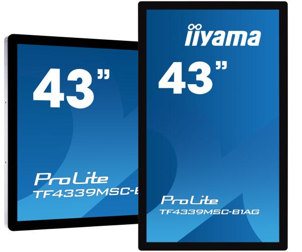 43" iiyama TF4339MSC-B1AG: AMVA, FullHD, capacitive, 12P, 400cd/ m2, VGA, HDMI, DP, 24/ 7, IP54, černý