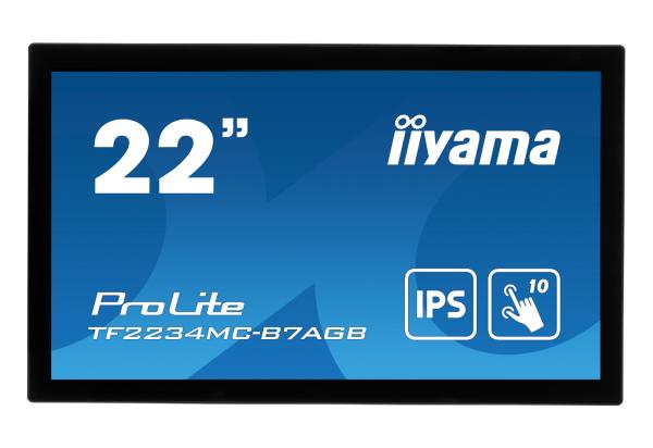 22" iiyama TF2234MC-B7AGB: IPS, FullHD, capacitive, 10P, 350cd/ m2, VGA, HDMI, DP, IP65, čierny