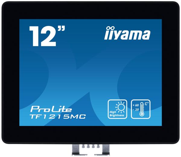 12" iiyama TF1215MC-B1: IPS, XGA, capacitive, 10P, 540cd/ m2, VGA, DP, HDMI, IP65, Ball Drop, čierny