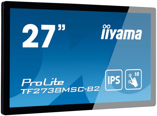 27" iiyama TF2738MSC-B2: IPS, FullHD, capacitive, 10P, 500cd/ m2, DP, HDMI, DVI, 16/ 7, IP1X, černý 