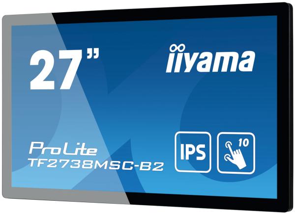 27" iiyama TF2738MSC-B2: IPS, FullHD, capacitive, 10P, 500cd/ m2, DP, HDMI, DVI, 16/ 7, IP1X, černý 