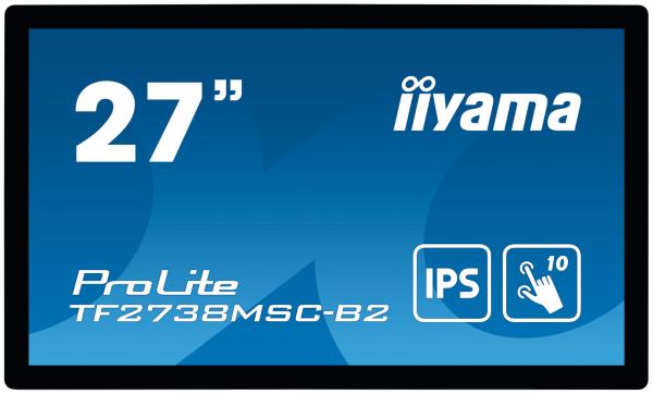 27" iiyama TF2738MSC-B2: IPS, FullHD, capacitive, 10P, 500cd/ m2, DP, HDMI, DVI, 16/ 7, IP1X, černý