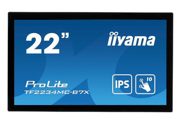 22" iiyama TF2234MC-B7X: IPS, FullHD, capacitive, 10P, 350cd/ m2, VGA, DP, HDMI, IP65, čierny