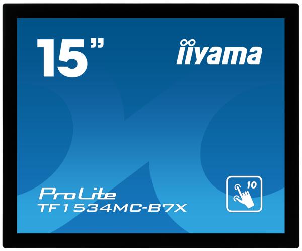 15" iiyama TF1534MC-B7X: TN, XGA, capacitive, 10P, 370cd/ m2, VGA, DP, HDMI, IP65, černý