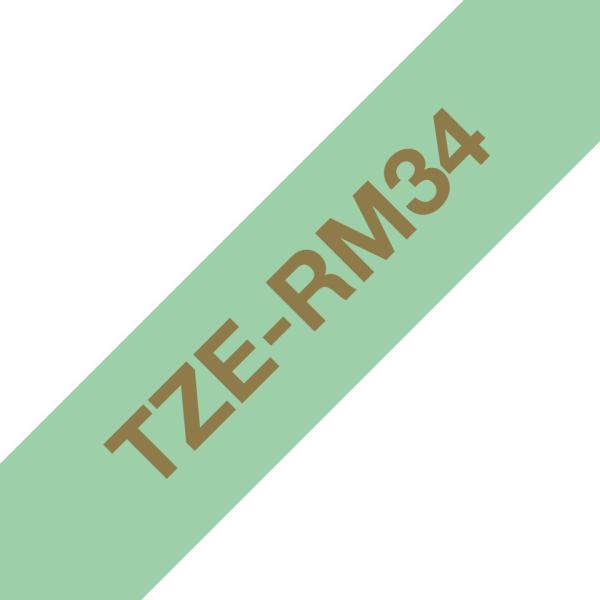 Brother TZE-RM34 zlatá na mentol.zelené, 12 mm, textilná páska