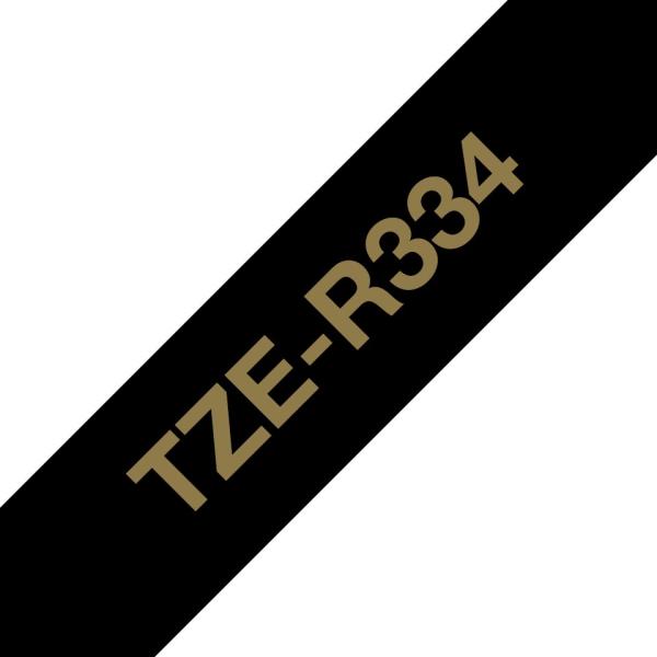 Brother TZE-R334 zlatá na čierne, 12 mm, textilná páska