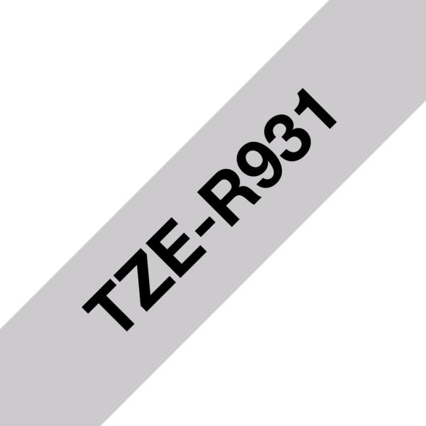 Brother TZE-R931 čierna na strieborné, 12 mm, textilná páska