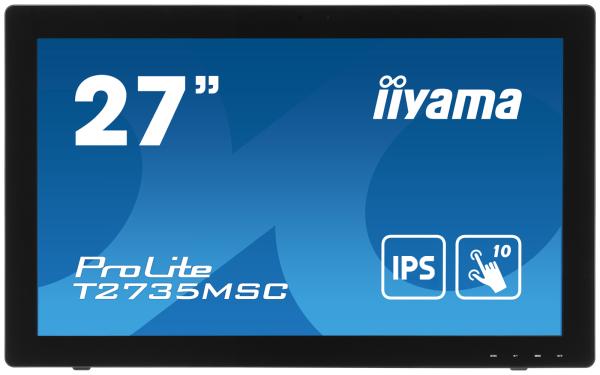 27" iiyama T2735MSC-B3: IPS, FullHD, capacitive, 10P, 300cd/ m2, VGA, HDMI, DP, černý