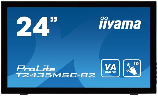24" LCD iiyama T2435MSC-B2 - 6ms, 250cd/ m2, DVI, HDMI, DP, USB, multidotek, kapacitní, kamera+mikrofon