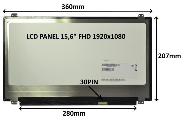 LCD PANEL 15, 6" FHD 1920x1080 30PIN MATNÝ IPS / ÚCHYTY NAHOŘE A DOLE