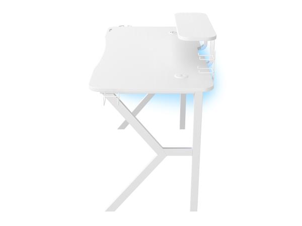 Genesis herní stůl Holm 320, RGB podsvícení, bílý, 120x60cm, 3xUSB 3.0, bezdrátová nabíječka 