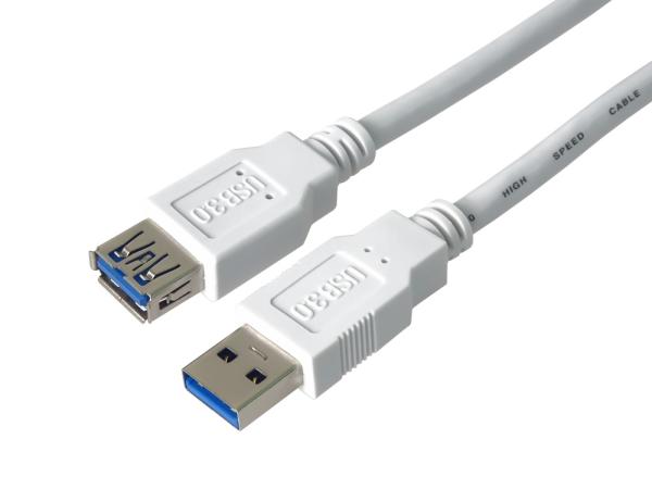 PremiumCord Predlžovací kábel USB 3.0 Super-speed 5Gbps A-A, MF, 9pin, 0, 5m biela