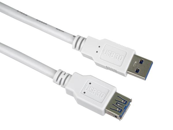 PremiumCord Predlžovací kábel USB 3.0 Super-speed 5Gbps A-A, MF, 9pin, 3m biela 